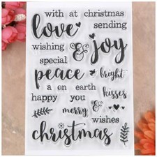Merry Christmas Wishes Joy Love Peace Earth Clear Stamps Card Scrapbooking DIY
