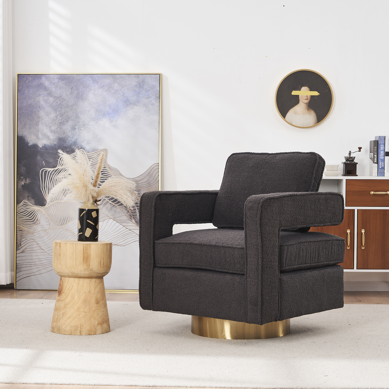 360-Degree Swivel Modern Accent Barrel Chair for Living Room