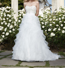 Casablanca Bridal 2068 Wedding Dress 4 Ivory A-Line Ruffles Beaded Strapless NWT