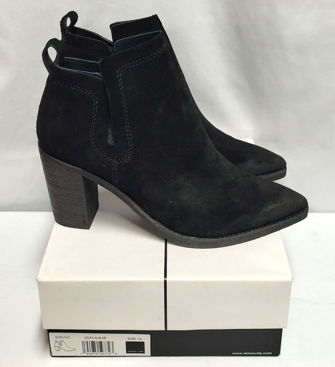 NEW in BOX Dolce Vita SIRANO Ankle Boot Booties Onyx Suede 12 M US