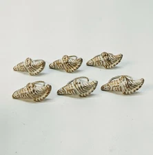 RETIRED Bed Bath & Beyond Brushed Bronze Napkin Rings Conch Sea Shell (Set of 6)