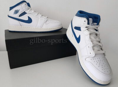 Nike Air Jordan 1 Mid SE GS White Blue Größe 38 38,5  weiss blau FN7432 141