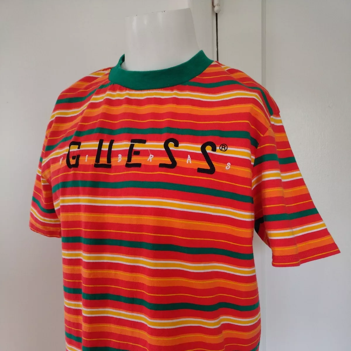 Guess x J Balvin Vibras T Shirt Mens S S S Tour Striped Ringer Reggaeton
