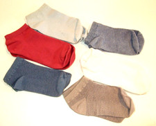 Lot of 6 Pair Solid Color Ankle Socks Size 5-7 - NEW A 
