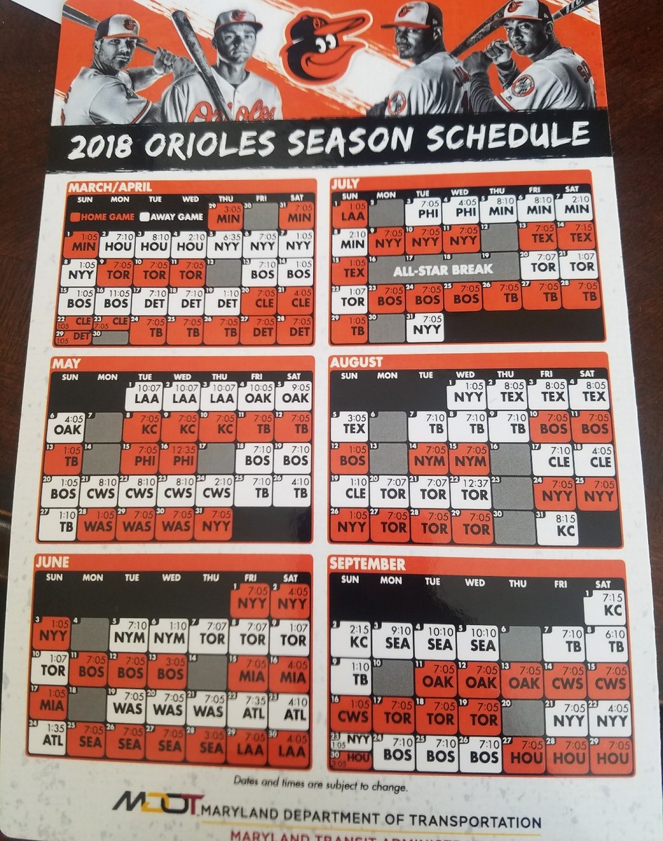 2018-baltimore-orioles-magnetic-schedule-sga-promo-promotion-giveaway-camden-ebay