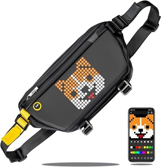 Sling bag écran LED 16X16 personnalisé sacoche bandoulière imperméable noire