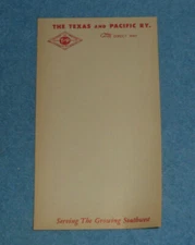 Vintage Texas & Pacific Railway Unused Stationery Writing Sheet