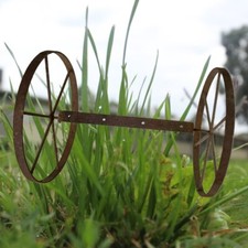 Antique Primitive 12" Metal Wheels Axle Decor 6 Spoke Farmhouse Buggy Wagon Cart