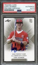 2020 Leaf Perfect Game Cody Schrier Signed Card AUTO PSA Slabbed