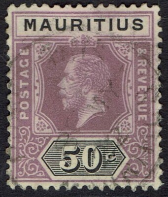 MAURITIUS 1913 KGV 50C DIE I WMK MULTI CROWN CA USED | eBay