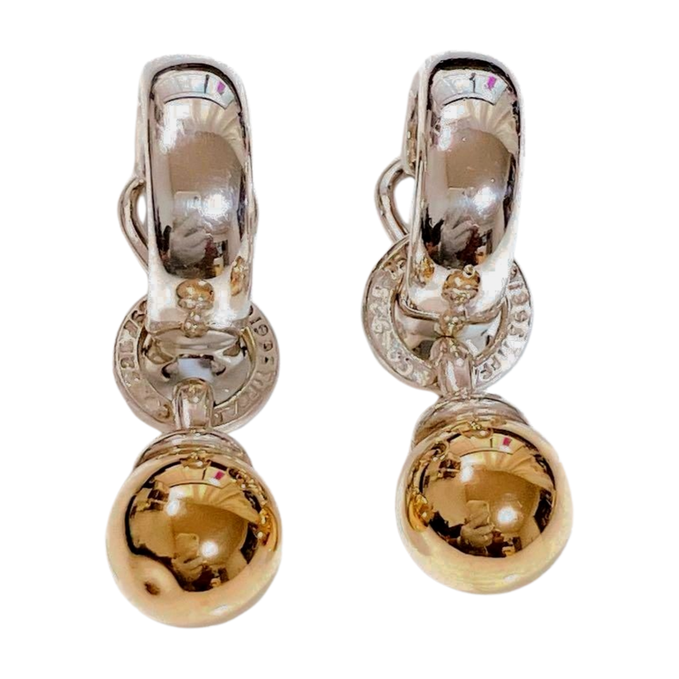 TIFFANY & CO Dunkle Ball Earrings Sterling Silver 18K Yellow Gold Used ...