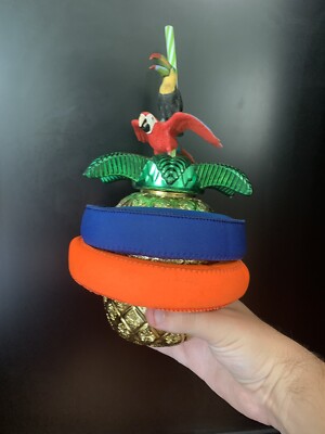 Gold Pineapple Bird Floating Drink Cup with Straw! Choose Bird! Choose Colors!