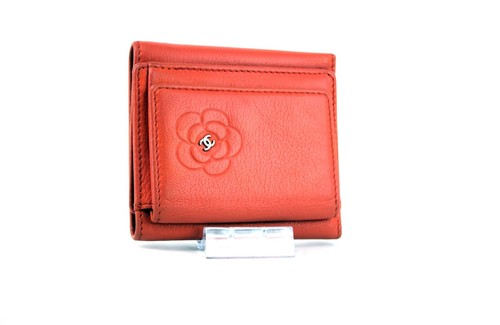 CHANEL CC Camellia Orange Bifold Small Wallet Classic Purse Used Women Italy - Picture 4 of 22