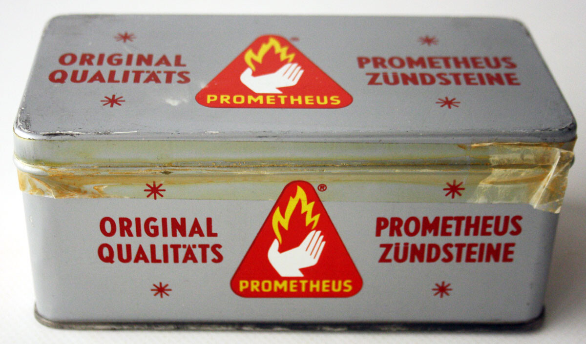 VINTAGE 60'S ORIGINAL PROMETHEUS LIGHTER FLINTS GERMANY NEW SEALED TIN ...