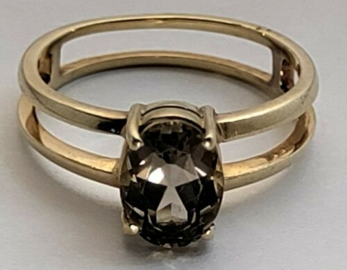 1.60ct Vintage 14k Yellow Gold Smoky Quartz Ring Sz5 - Picture 3 of 8