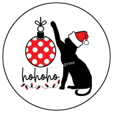 30 CHRISTMAS CAT ENVELOPE SEALS LABELS STICKERS PARTY FAVORS 1.5" 