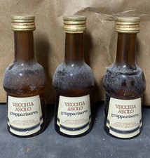 Set 3 Mignon Grappa Riserva Vecchia Asolo Vintage Da Collezione Bottiglia