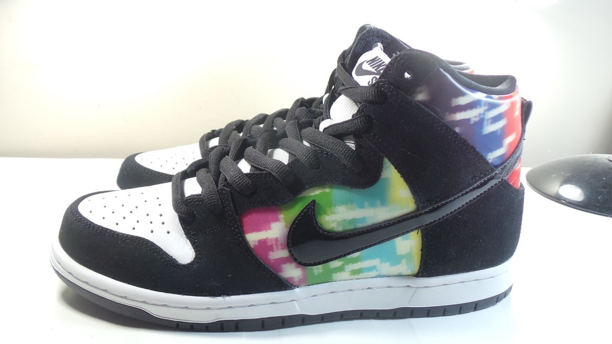 Nike Mens SB Dunk High Pro \'No Signal\' Fashion Sneakers  Size 9.5  CZ2253-100 CZ2253-100 Nike SB Dunk High TV Signal Test Pattern (Men main image 3
