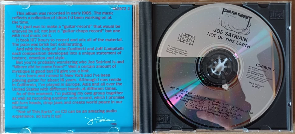 CD Joe Satriani - Not of this earth - Bild 3 von 3