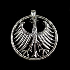 Germany 5 Mark 1967 cut coin pendant Winged Eagle Berlin Bavaria Munich