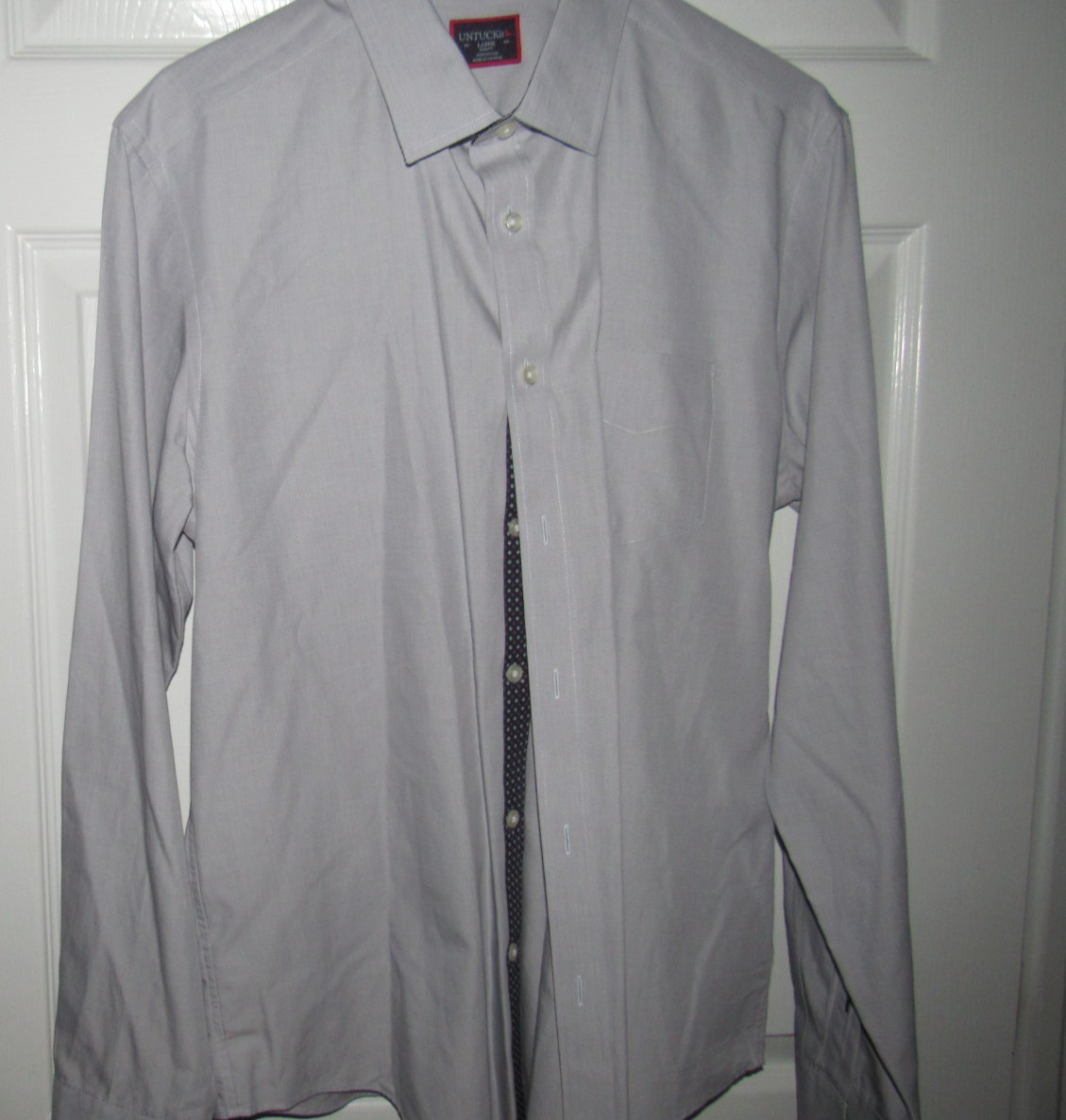 UNTUCKIT Men's Large Solid Gray Button Up Shirt  … - image 1