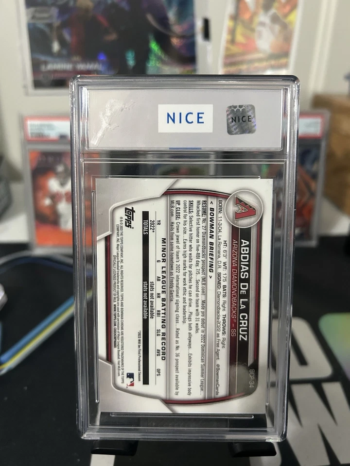 Abdias De La Cruz 1st Bowman Chrome/75 Yellow Refractor 2023 Nice 8 - Image 2 of 2