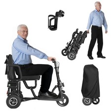 Portable 3-Wheel Mobility Scooter for Seniors-Electric, Foldable with Dust Cover