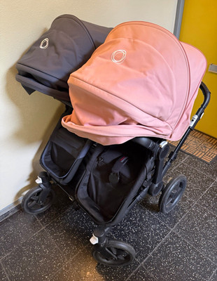 Bugaboo Kombikinderwagen & Sportwagen Zweisitzer schwarz/rosa faltbar