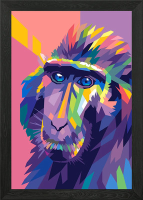 Affe Popart gerahmtes Wandbild Poster Leinwanddruck Bild
