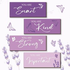 FENCORDAR 4 Pcs Butterfly Wall Decor Girls Room 10 x 4 INCH, Purple
