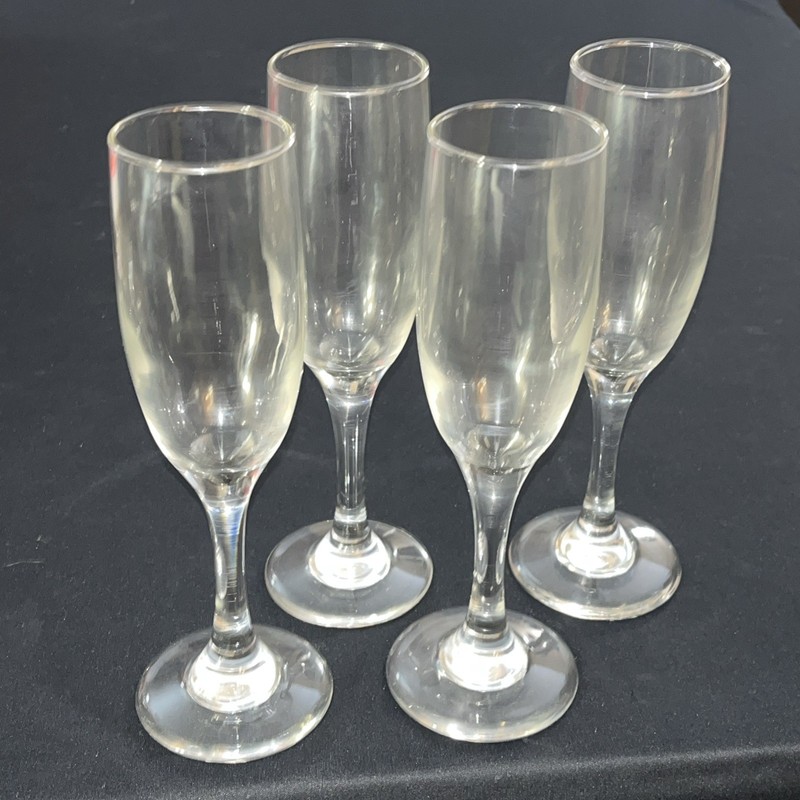 Champagne Flute 4 Piece Set Of 8" Vintage Glass Stemware