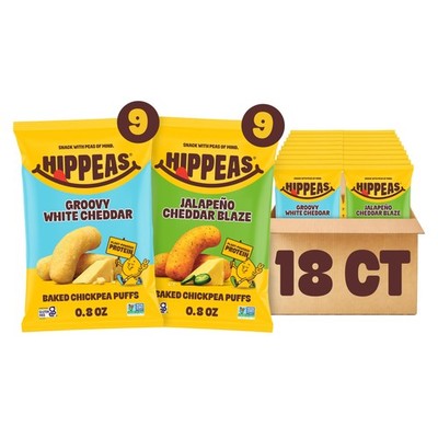 Hippeas Chickpea Puffs, Cheese Variety Pack, Groovy White Cheddar, Jalapeño C...