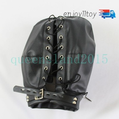 Newest Faux Leather Open Mouth Eye Face Mask Binding Headgear Head Hood Harness