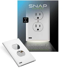 Snap Power 2 PACK Guidelight2 Duplex/White LED Illuminated Cover Plate