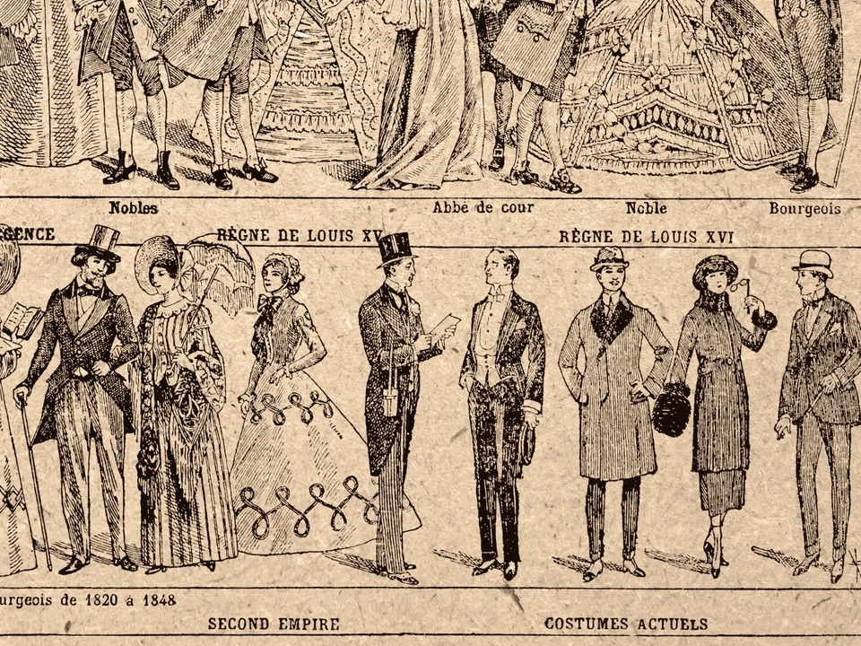 Винтажная футболка с историей моды — хронология французского костюма — театр — одежда - Изображение 4 из 4