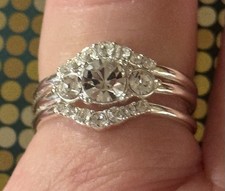 Sterling Sliver and Cubic Zirconia Wedding Set, Size 9