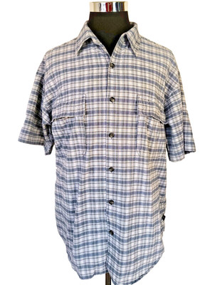 Anchor Blue Shirt Men's Size Large Multicolor Plaid Button Front Short Sleeves