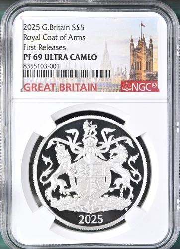 2025 Silver £5 Proof Royal Coat of Arms NGC PF69 Great Britain Five Pound
