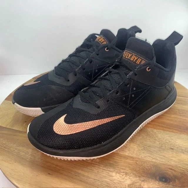 Nike Fly By II Sneakers Black Bronze Accent Lace Up Size 8 Men\'s Nike Fly By 2 Low Black Metallic Copper for Sale  main image 4
