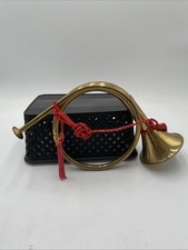 Vintage Solid Brass French Horn Decor with Red Tassel - Made in India