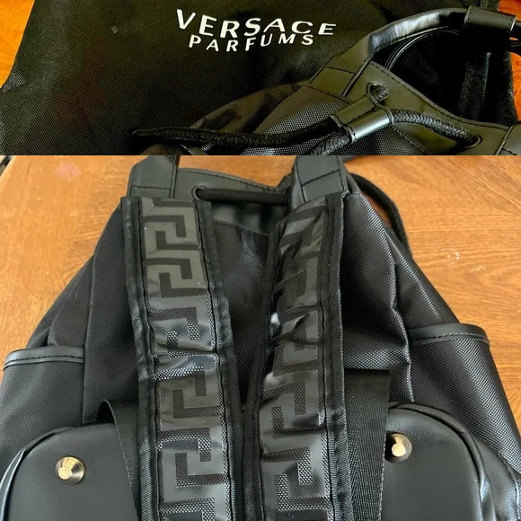 Versace Parfums Drawstring Backpack Black Great C… - image 3