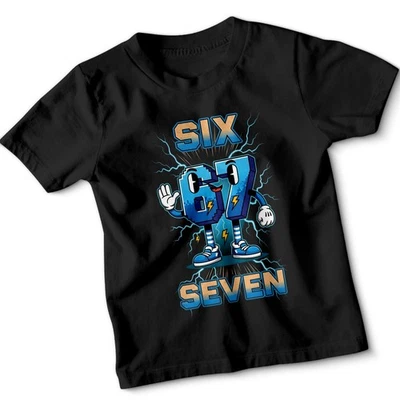 PRINTVOLT 67 Six Seven Funny Number With Joke Print Kids T-Shirt Novelty Boys Girls Tee #2