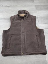 Madison Creek Outfitters Vest Mens XL Brown Sherpa Lined Suede Leather Full Zip