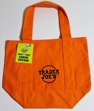 Trader Joe's Canvas Mini Tote Bag Orange Limited Edition New