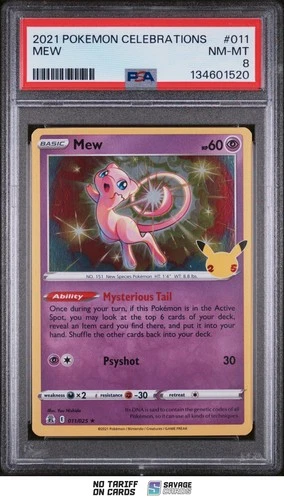 2021 Pokemon Celebrations 25th Anniversary Holo Mew PSA 8 #011/025