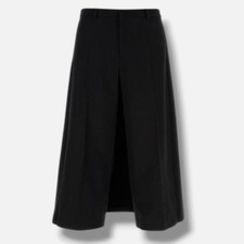 Valentino Le Noir Women's Black High-Rise Wide-Leg Wool Trouser Pants Size 44.