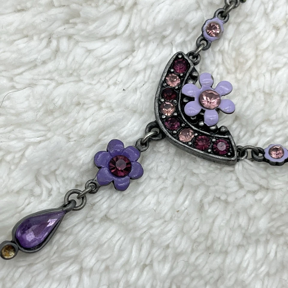 Collar Floral Victoriano Renacimiento Y Gota Púrpura Delicado Fairycore 16" Foto 4 de 4