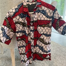 Vintage Men  s S Mnandi Design Cape Town Pure Cotton African Button Up Shirt