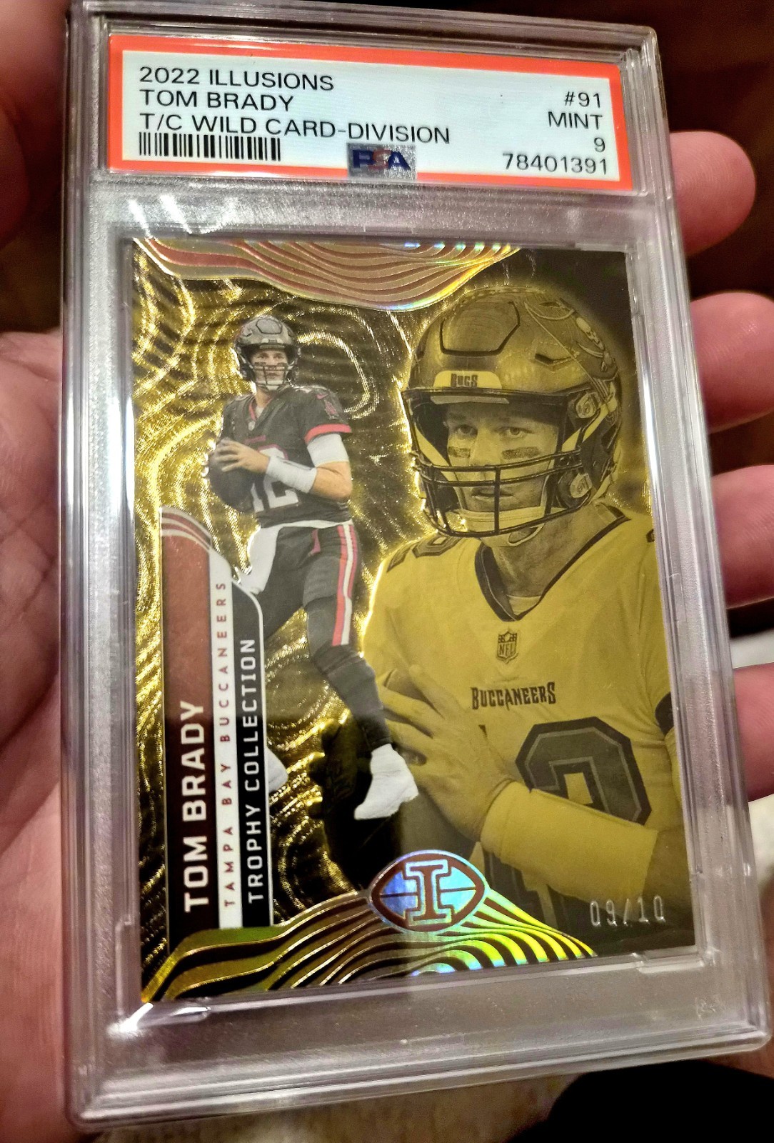 2022 Tom Brady Panini Illusions GOLD #91 PSA 9 #/10 WOW