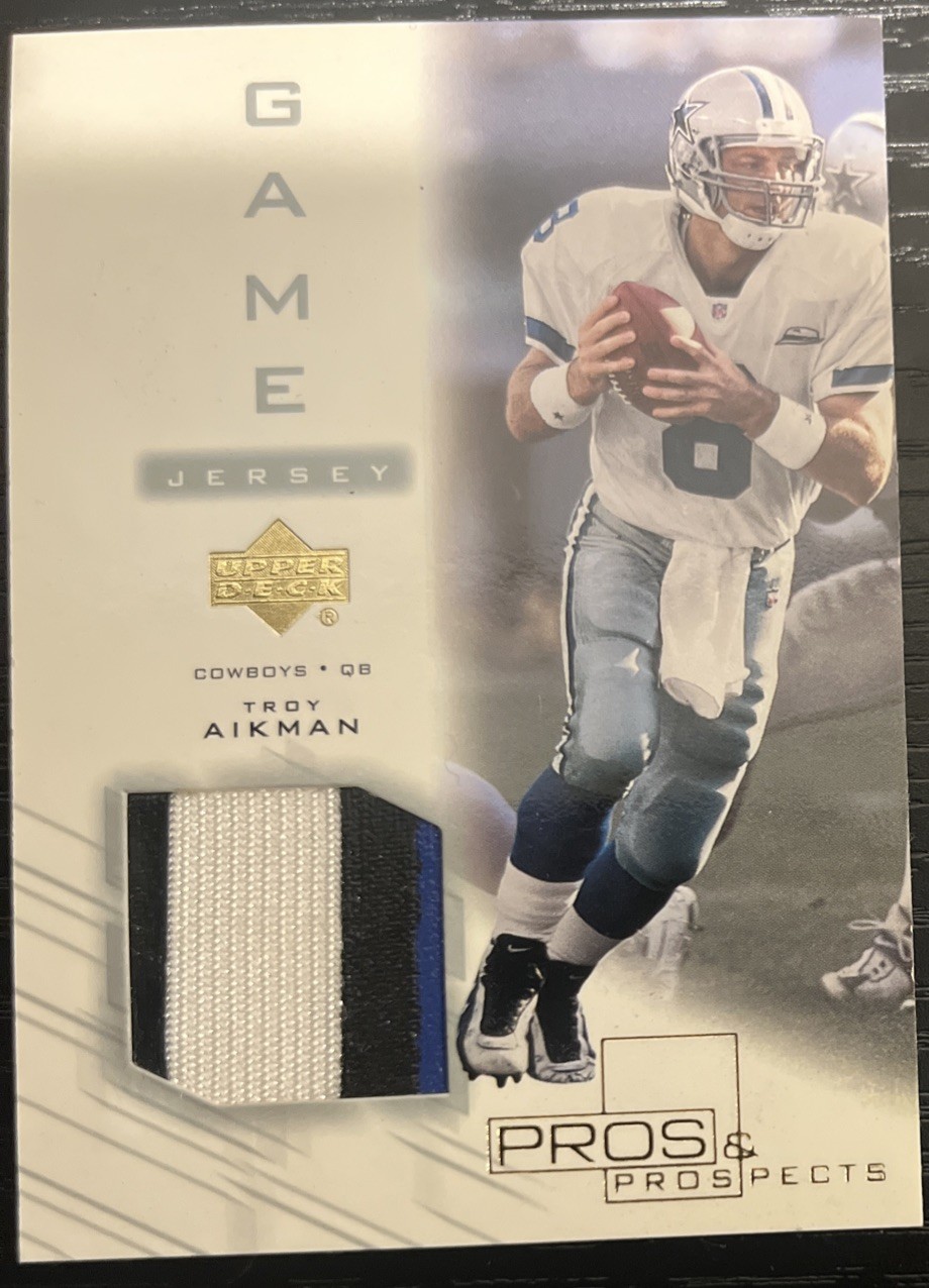 2001 Upper Deck Pros & Prospects Troy Aikman Game Worn Jersey Patch Cowboys
